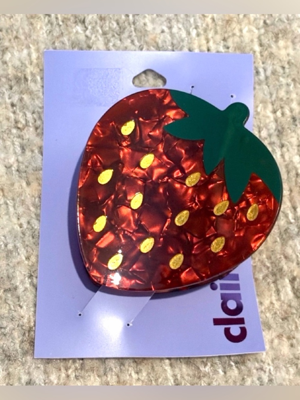Strawberry Hair Clip 🍓 Red Acrylic Statement Barrette Y2K Cute